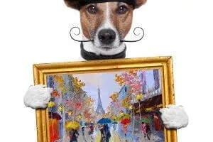 Painter Dog with painting x x